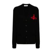 Vivienne Westwood Svart Stickad Tröja med Orb Logo Black, Herr