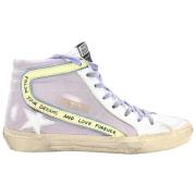 Golden Goose Rosa Canvas Läder Sneakers Lila Snören Multicolor, Dam