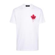 Dsquared2 Vit Maple Leaf Logo T-shirt White, Herr