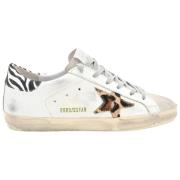 Golden Goose Zebra Leopard Superstar Sneakers White, Dam