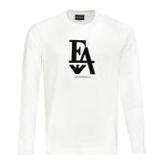 Emporio Armani Långärmad Logot-shirt Vit Svart White, Herr