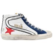 Golden Goose Vit Blå Silver Slide Sneakers White, Herr