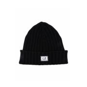 C.p. Company Merino Wool Logo Beanie Black, Herr