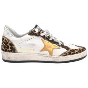 Golden Goose Läder Leo Print Sneakers Vit Guld Multicolor, Dam