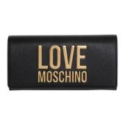 Love Moschino Elegant Pl?nbok med Tryckknapp Black, Dam