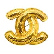 Chanel Vintage Pre-owned Tyg broscher Yellow, Dam