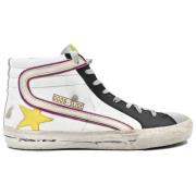 Golden Goose Vit Svart Gul Stjärna Slide Sneakers Multicolor, Herr