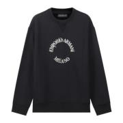 Emporio Armani Blå Navy Crewneck Sweatshirt med Broderad Cirkel Logo B...