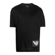 Emporio Armani Kortärmad bomullst-shirt med örnlogo Black, Herr