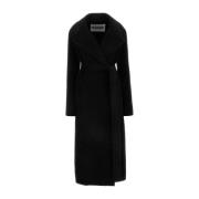 Jil Sander Svart Llama Blandning Kappa Black, Dam