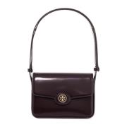 Tory Burch Axelväska i borstat läder Brown, Dam