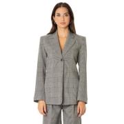 Simona Corsellini Tailleur Jacka - Rutig Variant Gray, Dam