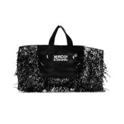 Undercover Svart nylon toteväska med fransar Black, Dam