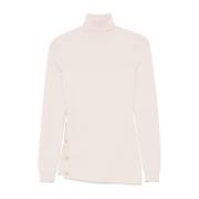 Elisabetta Franchi Studded Pink Sweater med Roll Neck Pink, Dam