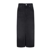 Isabel Marant Svart Denim Midi Kjol Black, Dam