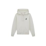 Olaf Hussein Minimalistisk Logo Hoodie för Komfort och Stil Beige, Her...