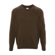 C.p. Company Lyxig Crew Neck Stickat Brown, Herr