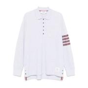 Thom Browne Grå Polo Tröja med 4-Stripig Detalj Gray, Herr