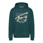 Tommy Jeans Grön hoodie med tryckt logotyp Green, Herr