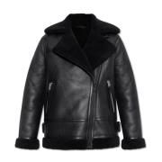 AllSaints Shearling Coat Sola Black, Dam