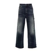 Haikure Blå Denim Wide Leg Jeans Blue, Herr