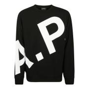 A.p.c. Svart Bomullsweatshirt med Logoprint Black, Herr