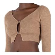 Jacquemus Brun Mohair Cropped Cardigan Brown, Dam