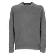 Saint Barth Grå Ull Crewneck Tröja Broderad Logotyp Gray, Herr