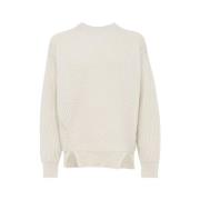 Jil Sander Italiensk Ull Ribbad Crew Neck Tröja White, Herr