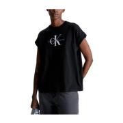 Calvin Klein Modern avslappnad T-shirt med ikonisk logotyp Black, Dam