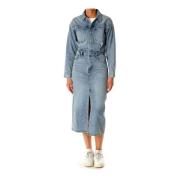 Levi's Denim Midi Skjortklänning Blue, Dam