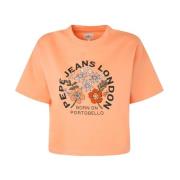 Pepe Jeans Orange Ofra T-shirt med Front Print Orange, Dam