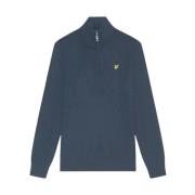 Lyle & Scott Kvart Zip Bomull Merino Tröja Blue, Herr