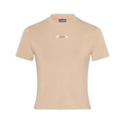 Jacquemus Beige Bomull T-shirt Gros Grain Beige, Dam