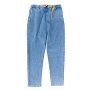 White Sand Faded Corduroy Tapered Fit Byxor Blue, Dam