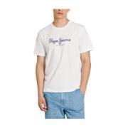 Pepe Jeans Herr Rund Hals T-shirt White, Herr