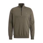 Cast Iron Half Zip Bomull Stretch Pullover Green, Herr