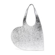 Coperni Silver Metallic Heart Mini Väska Gray, Dam