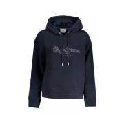 Pepe Jeans Blå Bomull Huvtröja Sweatshirt Logo Print Blue, Dam