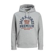 Jack & Jones Grå hoodie med logodetalj Gray, Herr