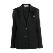 Adidas Svart Logobroderad Randig Blazer Black, Dam