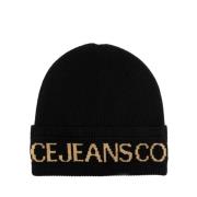 Versace Jeans Couture Stickad Logotyp Broderad Svart Hatt Black, Herr