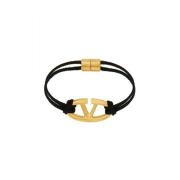 Valentino Garavani Svart Bomull V-Logo Armband Black, Dam