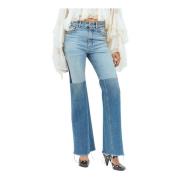 Chloé Tri-Färgad Flared Patchwork Jeans Blue, Dam