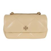 Tory Burch Diamant Quilt Mini Flap Väska Beige, Dam