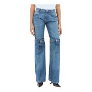 Coperni Öppna Knä Straight-Leg Jeans Blue, Dam