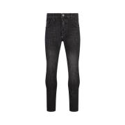 Philipp Plein Svarta Skinny Jeans med Hexagon Patch Black, Herr