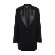 Max Mara Smokingjacka med satin detalj Black, Dam