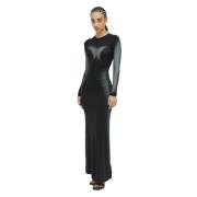 Diesel Metallic Foiled Maxi Klänning Black, Dam