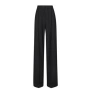 Dolce & Gabbana Svarta Ullblandning Pinstripe Byxor Black, Dam